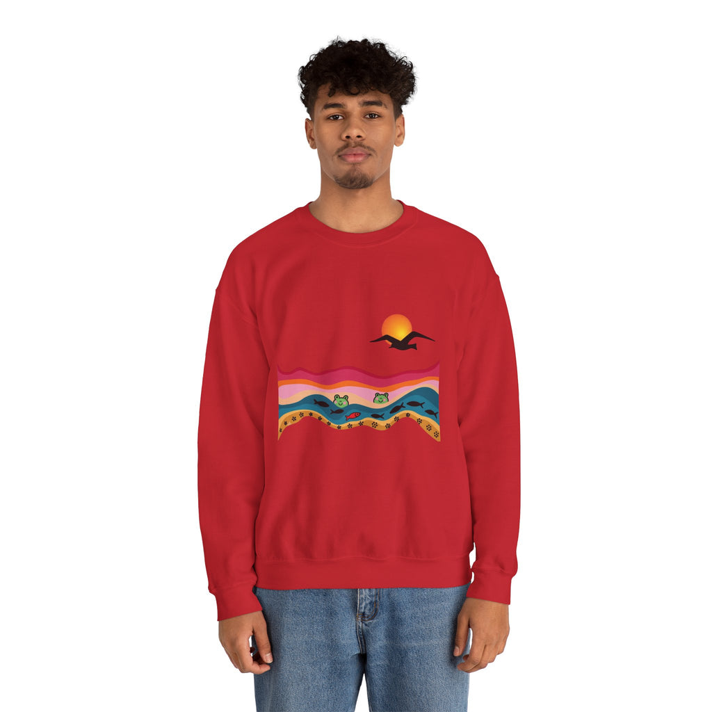 Desert Sunset Landscape Sweatshirt | Sunset Dunes with Road and Bird