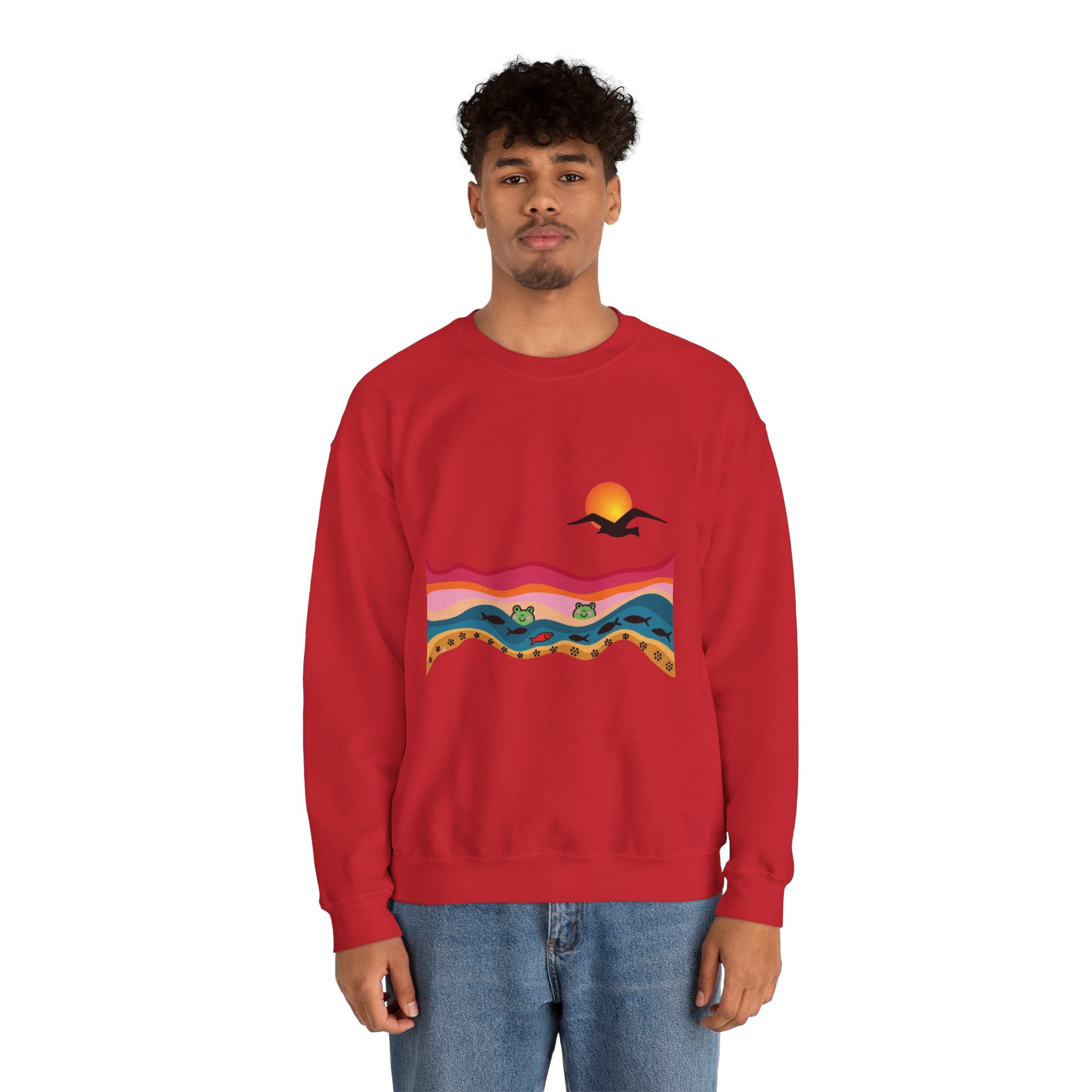 Desert Sunset Landscape Sweatshirt | Sunset Dunes with Road and Bird
