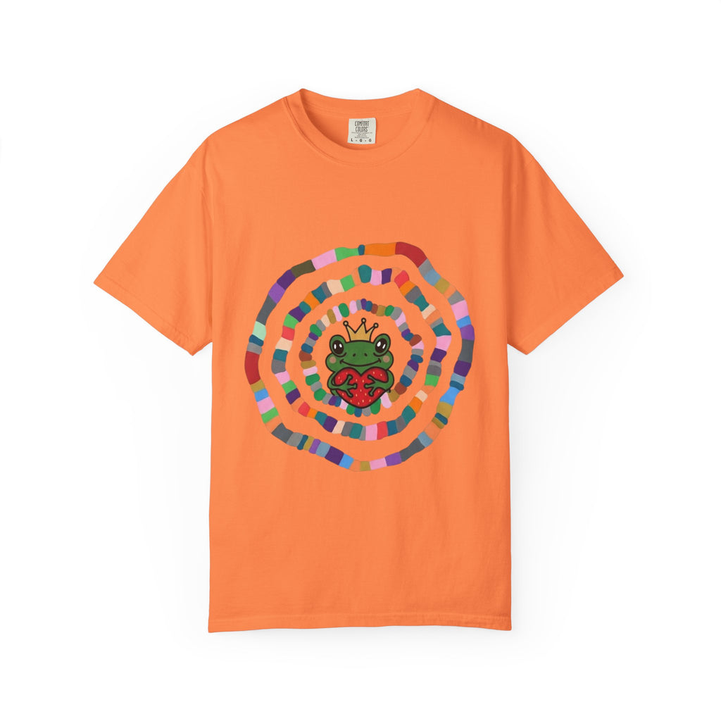 Crowned Frog Heart T-Shirt | Colorful Spiral Doodle