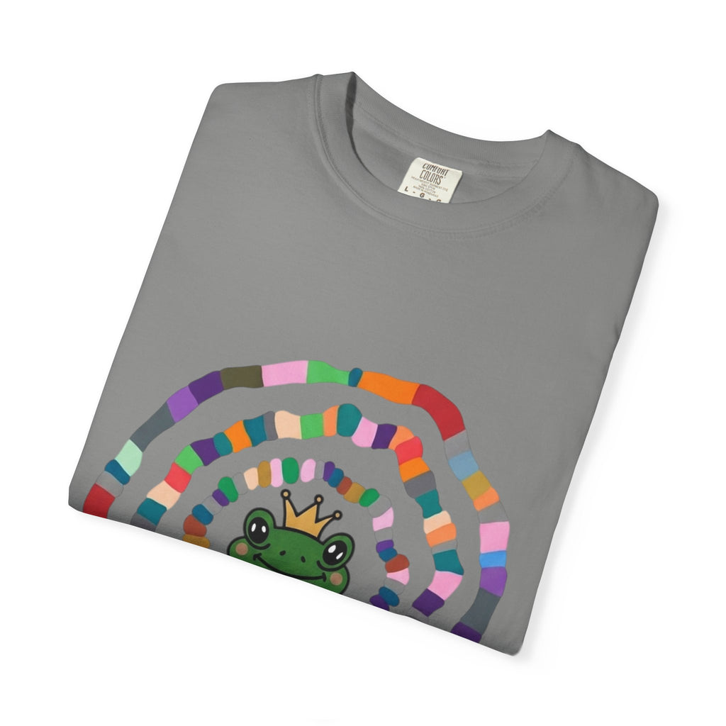 Crowned Frog Heart T-Shirt | Colorful Spiral Doodle