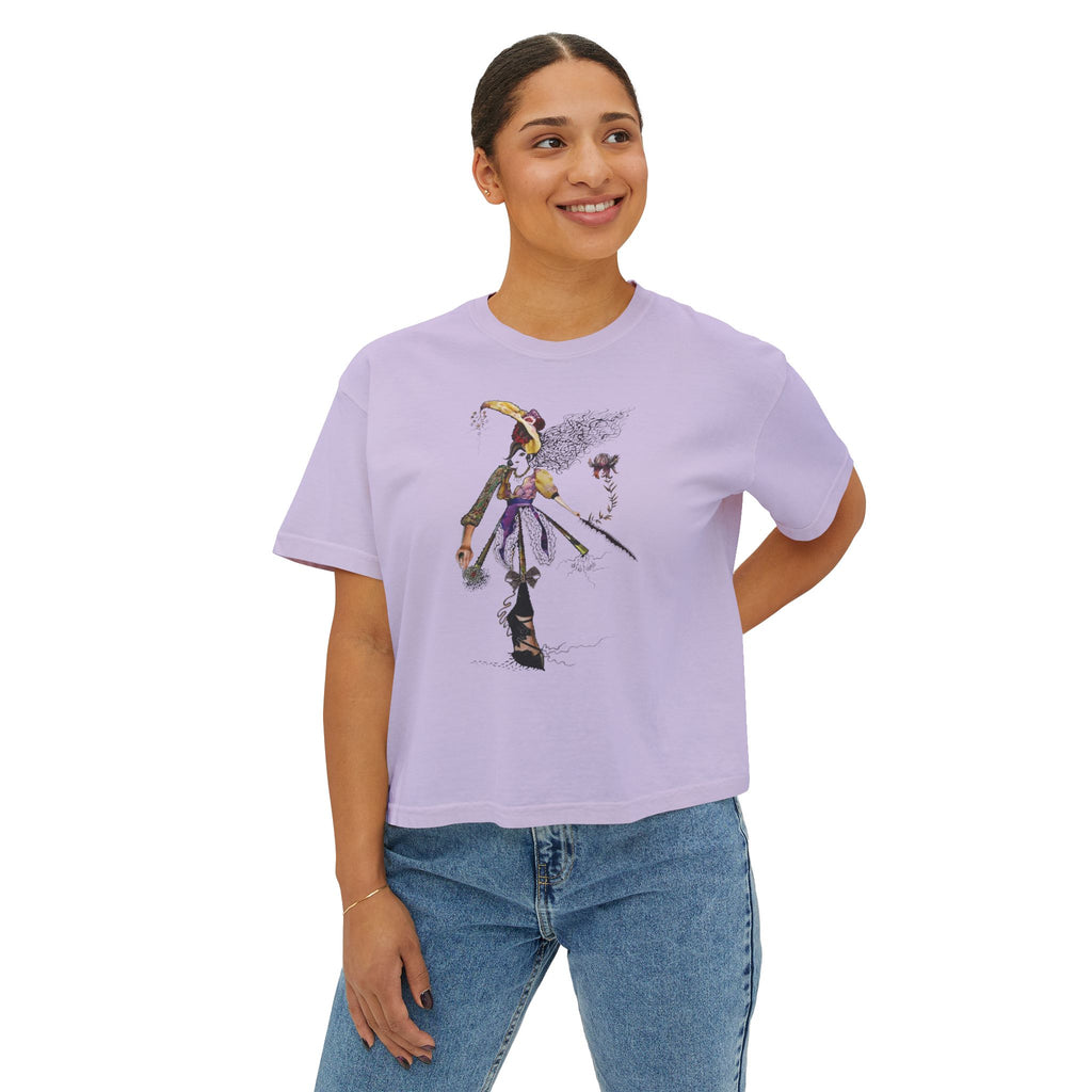 Witchy Girl Illustration Tee | Hand-Drawn Witch, Broom & Raven
