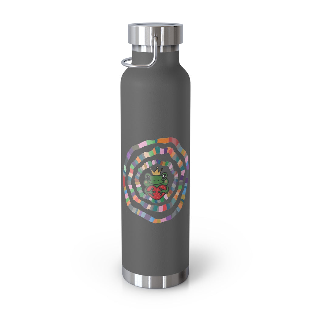 Colorful Mosaic Frog Heart Copper Water Bottle, 22oz