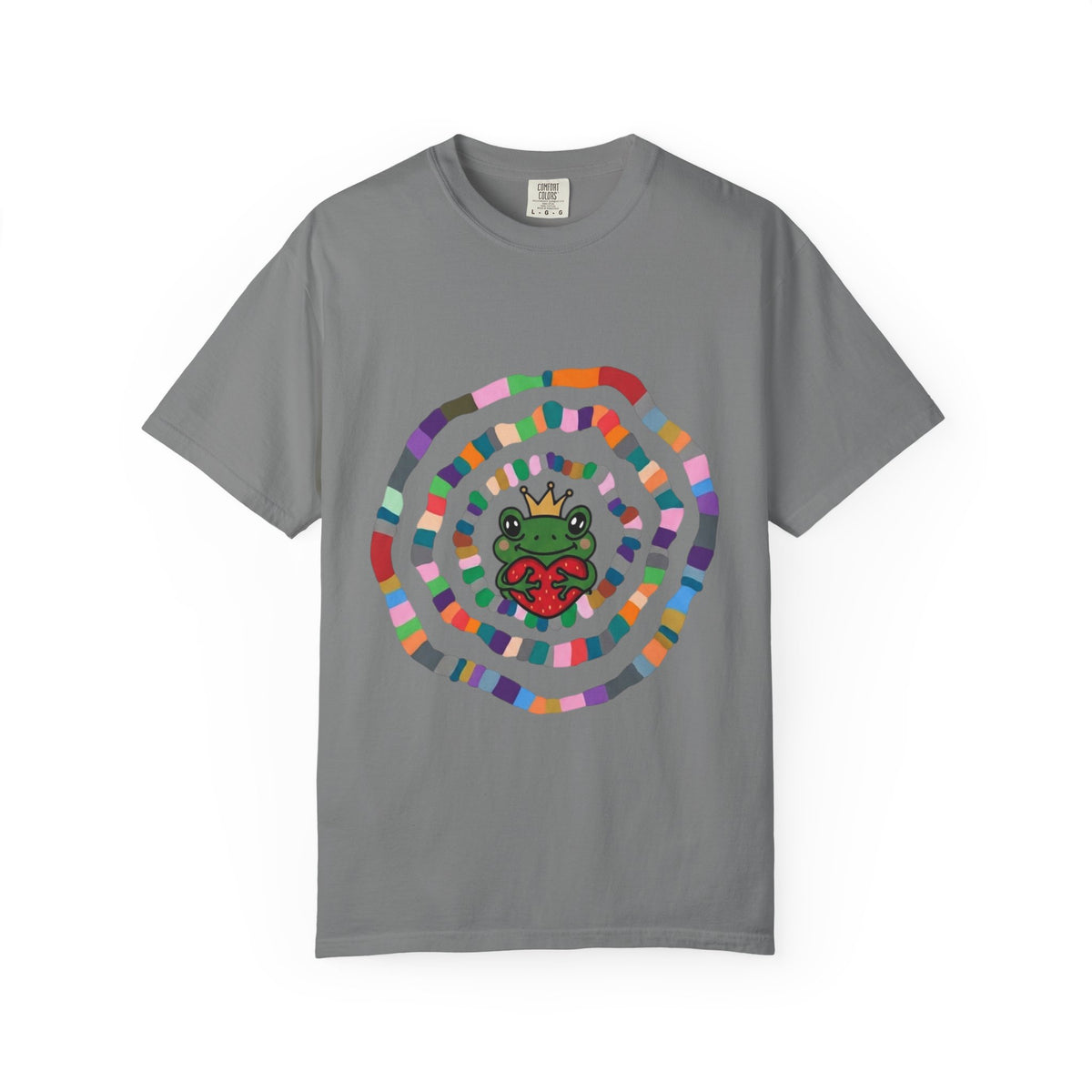 Crowned Frog Heart T-Shirt | Colorful Spiral Doodle
