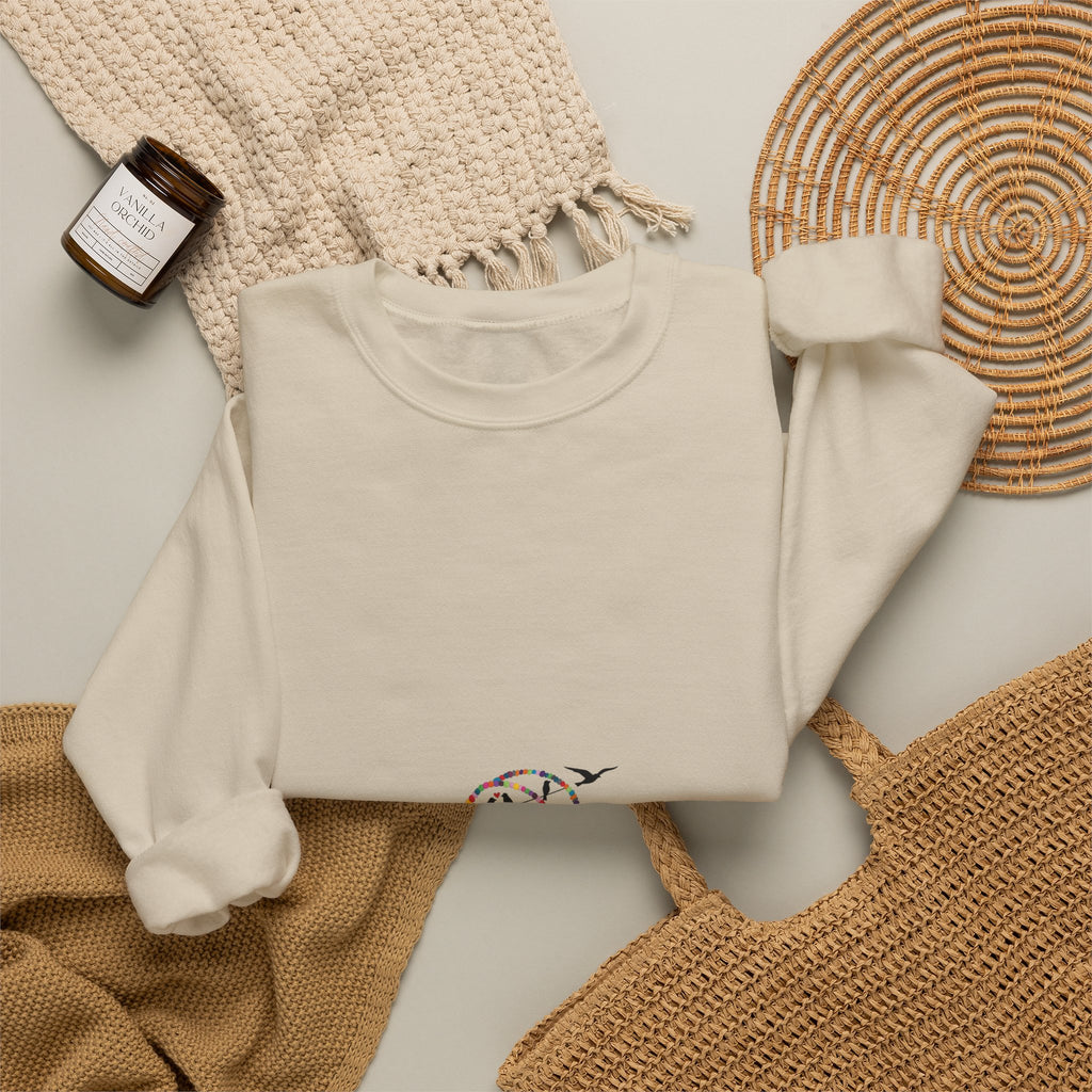 Crewneck Sweatshirt — Minimal Cute Ghost Embroidery