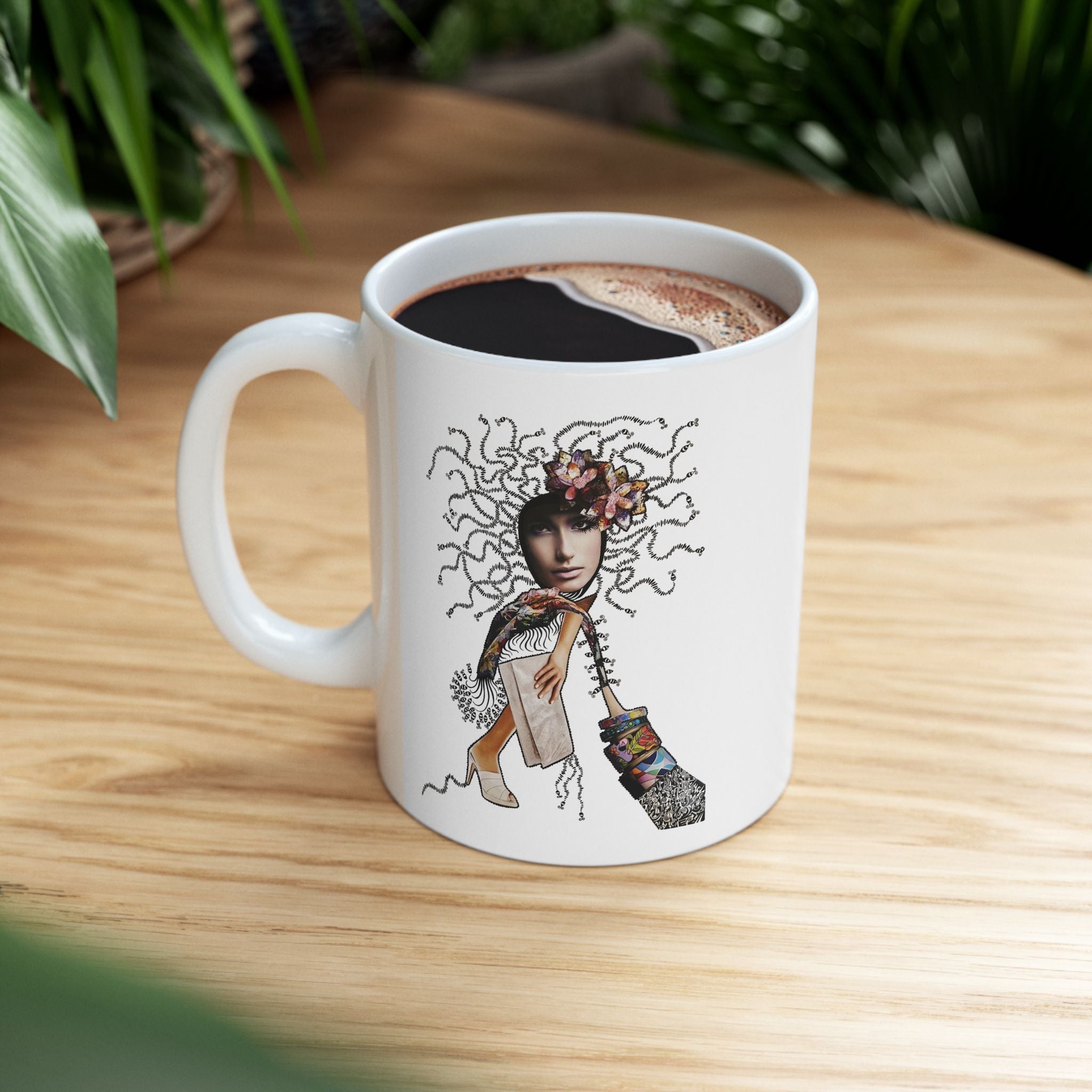 Boho Deer Illustration Mug | Ceramic Coffee Cup
