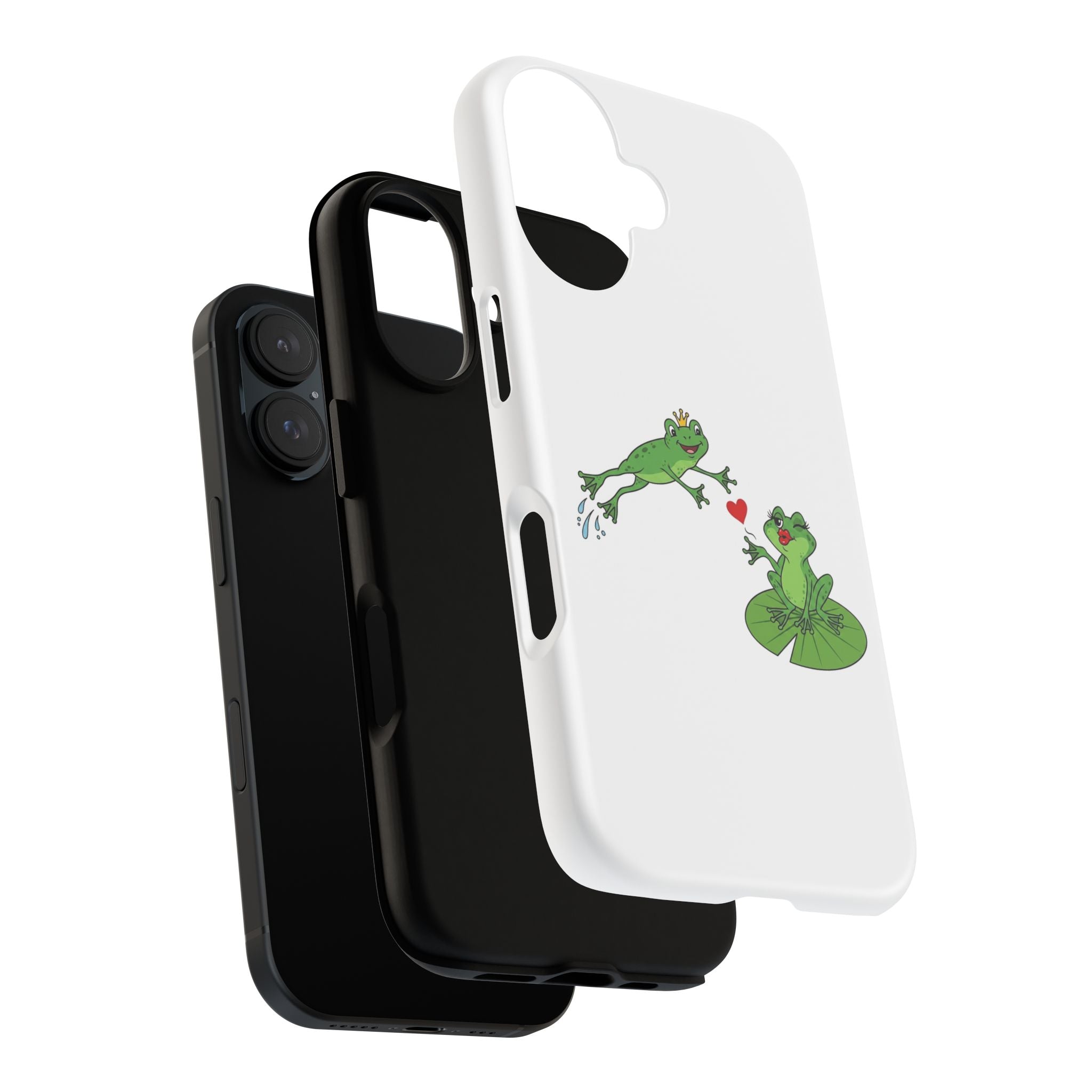 Kissing Frog Illustration Tough Phone Case | Cute Lily Pad Love Design