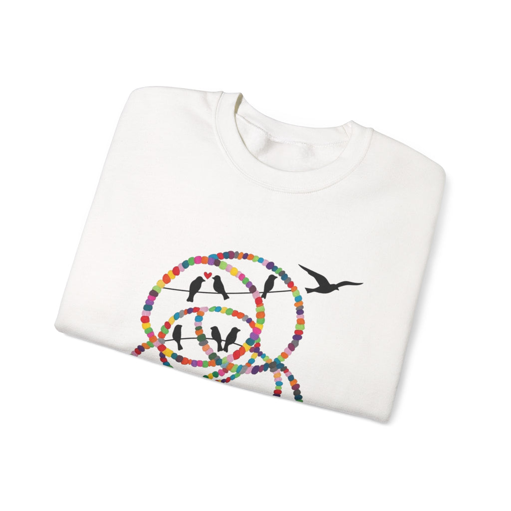 Colorful Hoop Birds sweatshirt | Minimal Circles Bird Silhouette Crewneck