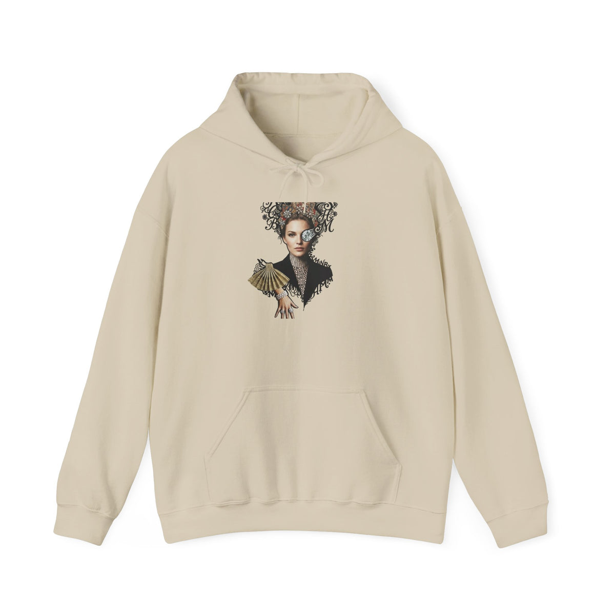Artistic Portrait Hoodie – Elegant Woman Floral Crown Pullover