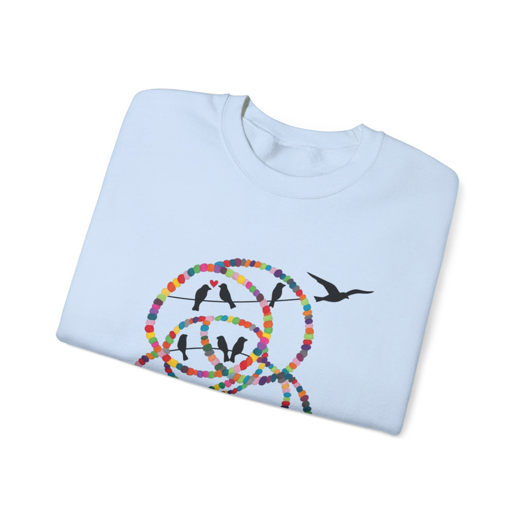 Colorful Hoop Birds sweatshirt | Minimal Circles Bird Silhouette Crewneck