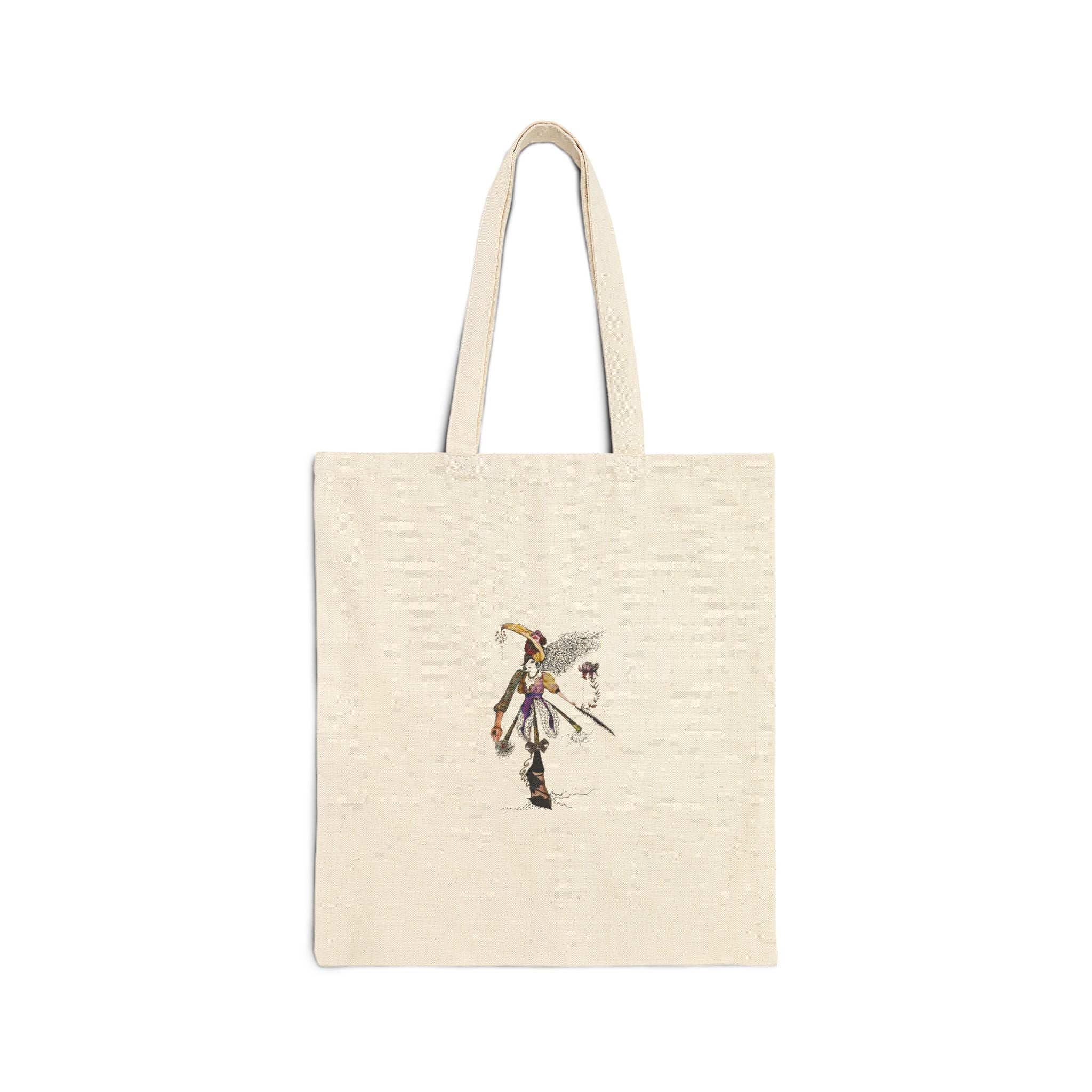Canvas Tote Bag — Whimsical Acrobat Floral Illustration Eco Shopper