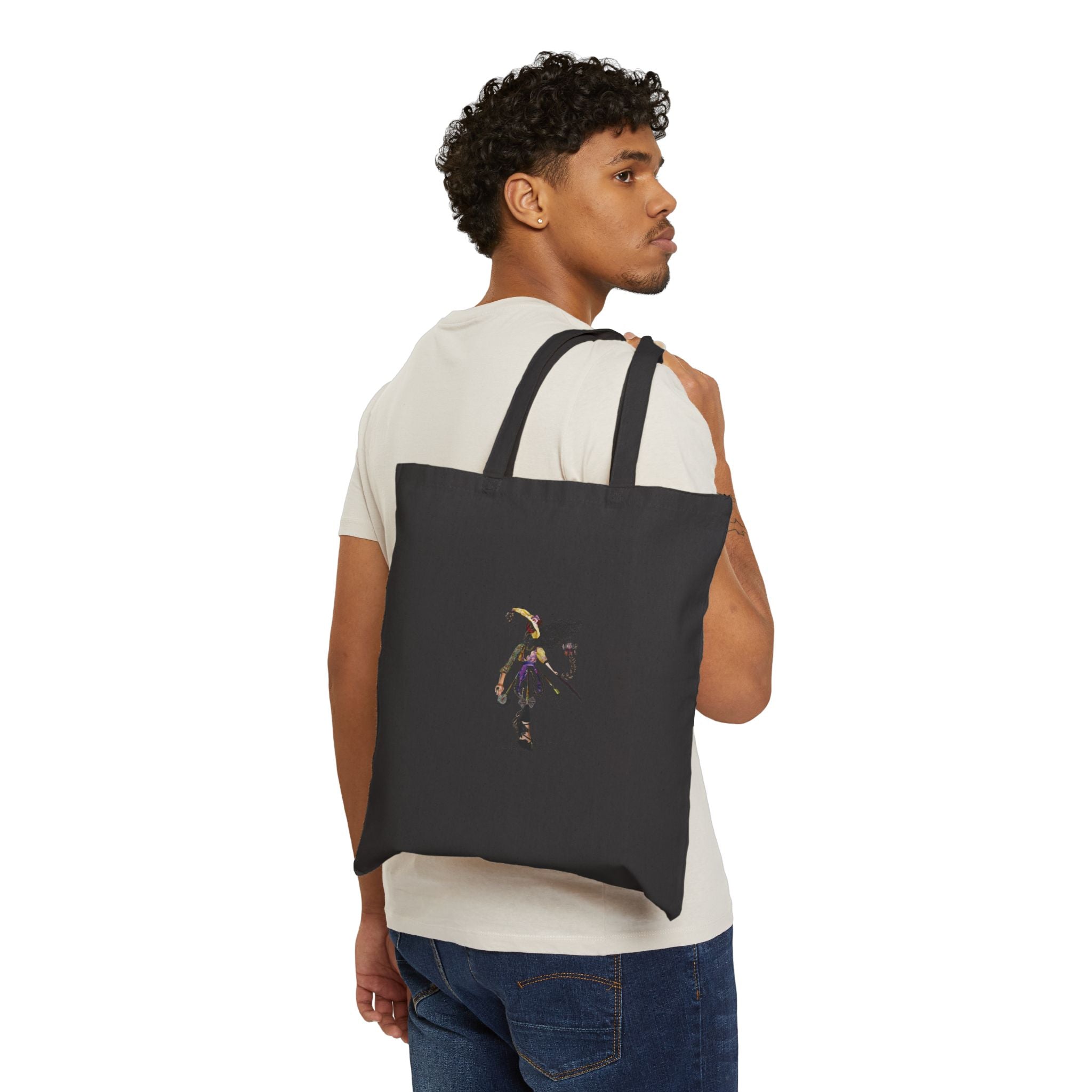 Canvas Tote Bag — Whimsical Acrobat Floral Illustration Eco Shopper