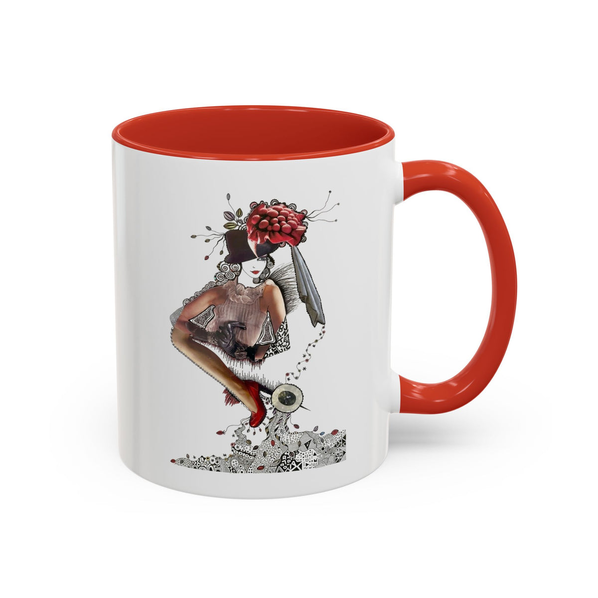 Floral Skull Pinup Mug | Accent Coffee Mug