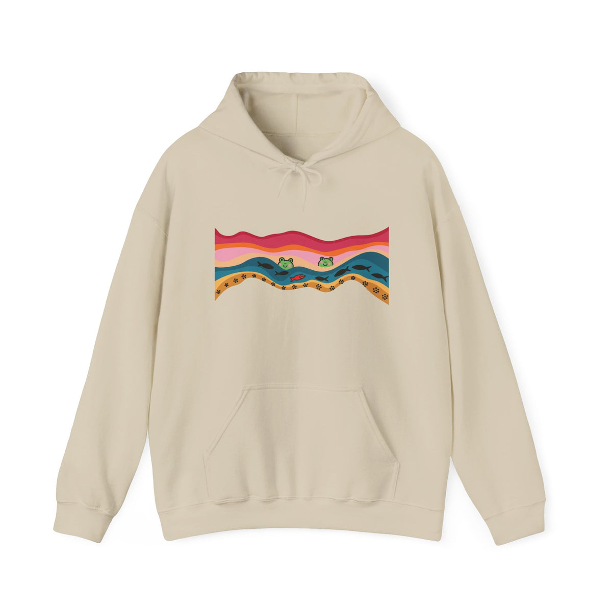 Desert Wave Hoodie — Colorful Sunset Landscape Graphic Sweatshirt