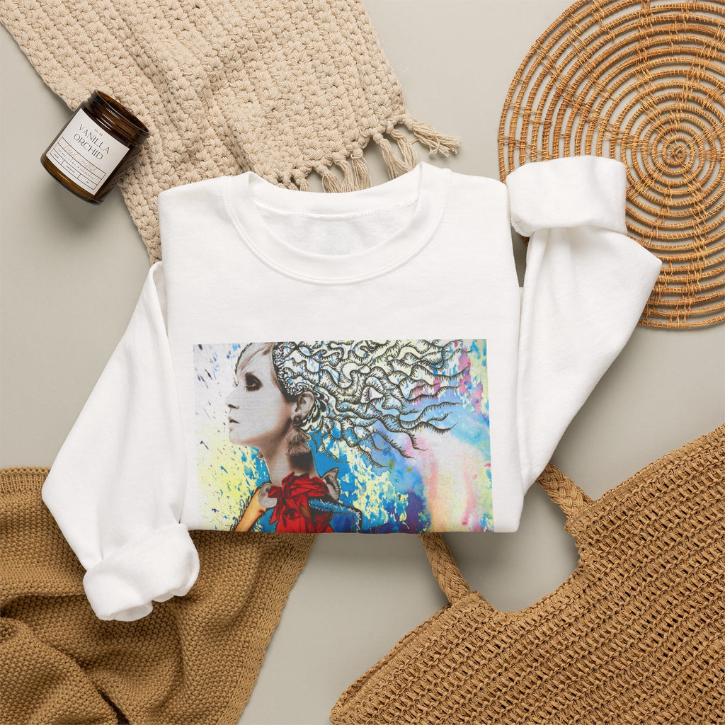 Colorful Abstract Woman Portrait Sweatshirt | Psychedelic Paint Art