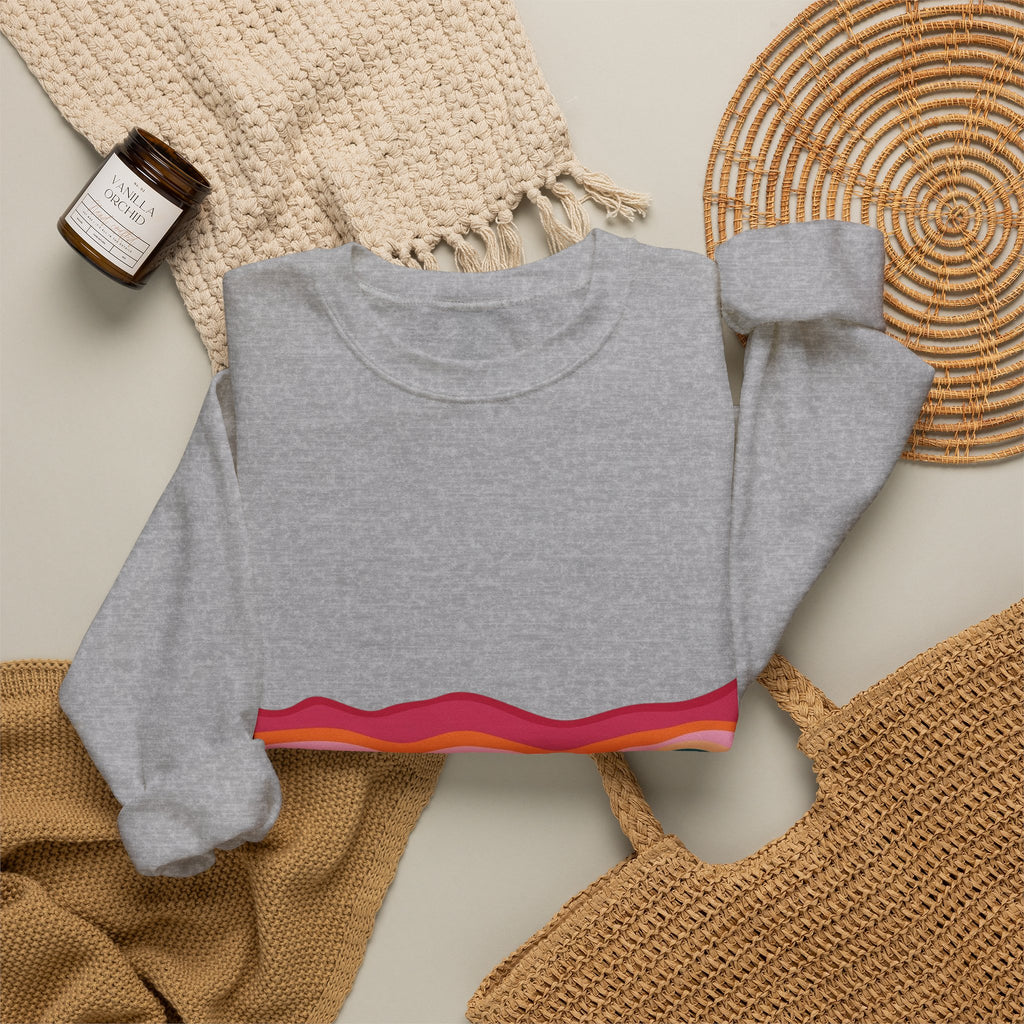 Desert Sunset Crewneck Sweatshirt — Retro Mountain & Cactus Graphic