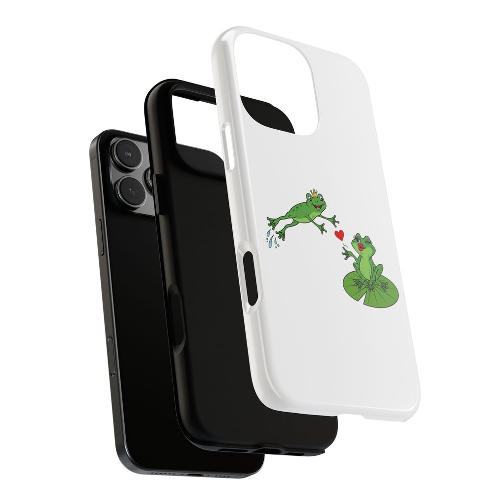 Kissing Frog Illustration Tough Phone Case | Cute Lily Pad Love Design