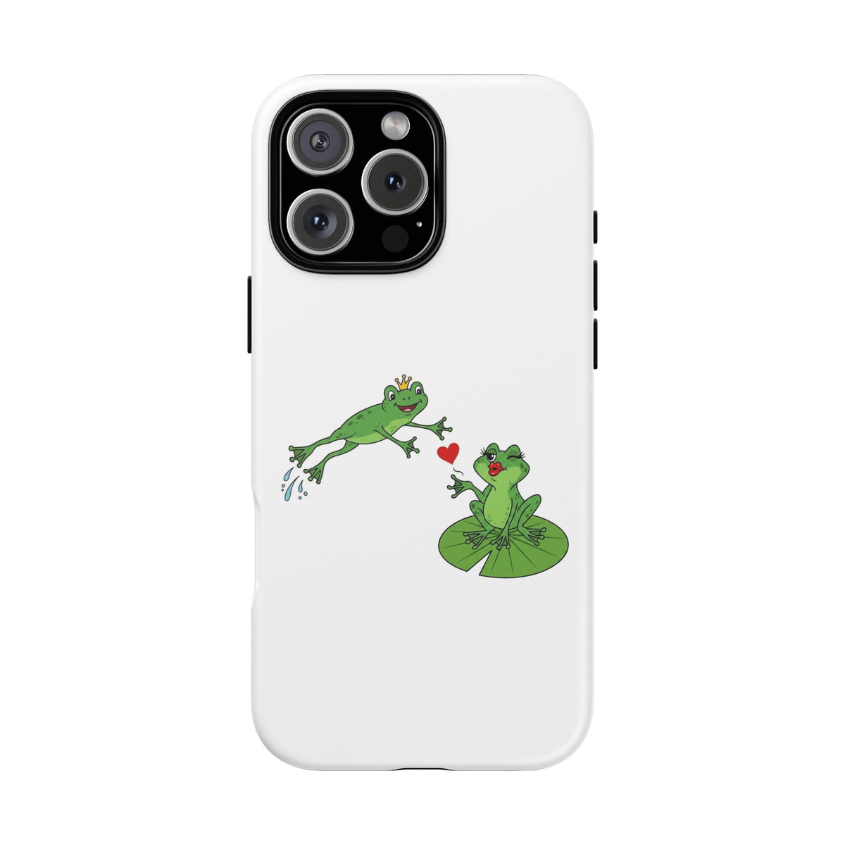 Kissing Frog Illustration Tough Phone Case | Cute Lily Pad Love Design