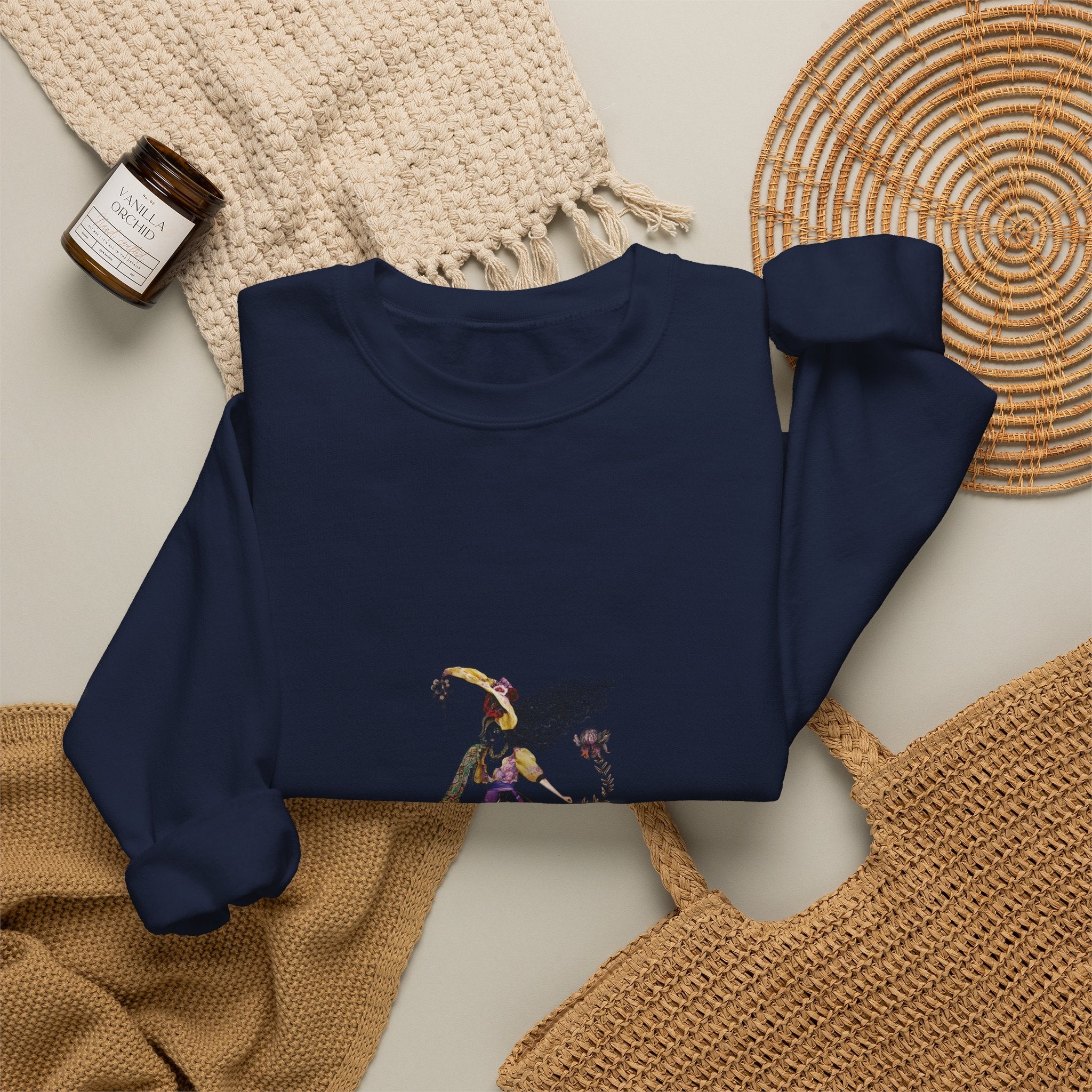 Crewneck Sweatshirt - Gothic Jester Skeleton Illustration