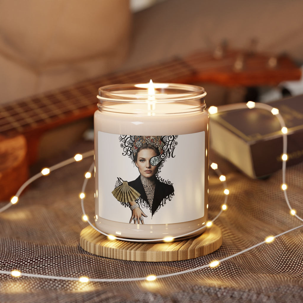 Art Portrait Soy Candle — 9oz Scented Jar Candle with Victorian Femme Illustration