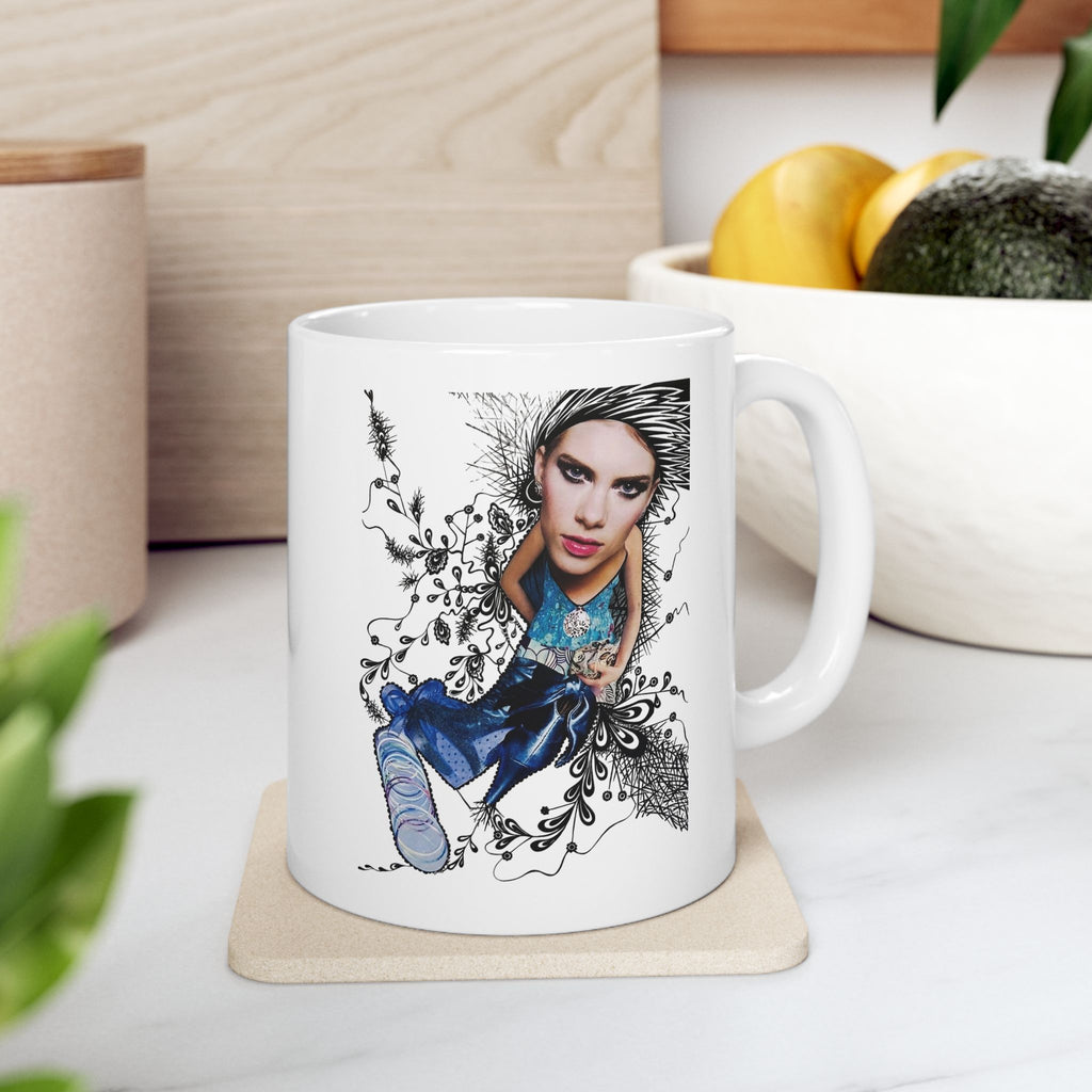 Anatomical Heart Illustration Mug | Watercolor Blue Heart Ceramic Mug