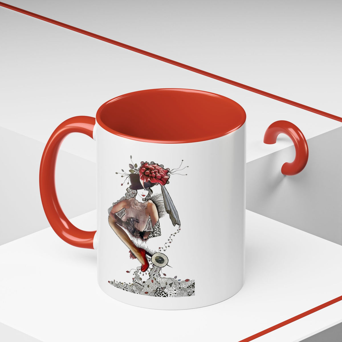 Floral Skull Pinup Mug | Accent Coffee Mug