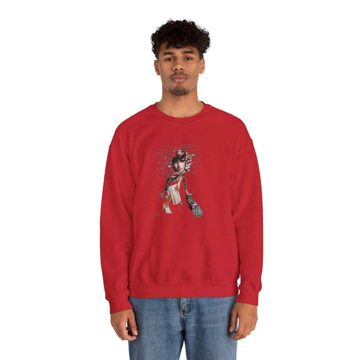 Medusa Goddess Crewneck Sweatshirt — Mythic Floral Medusa Design