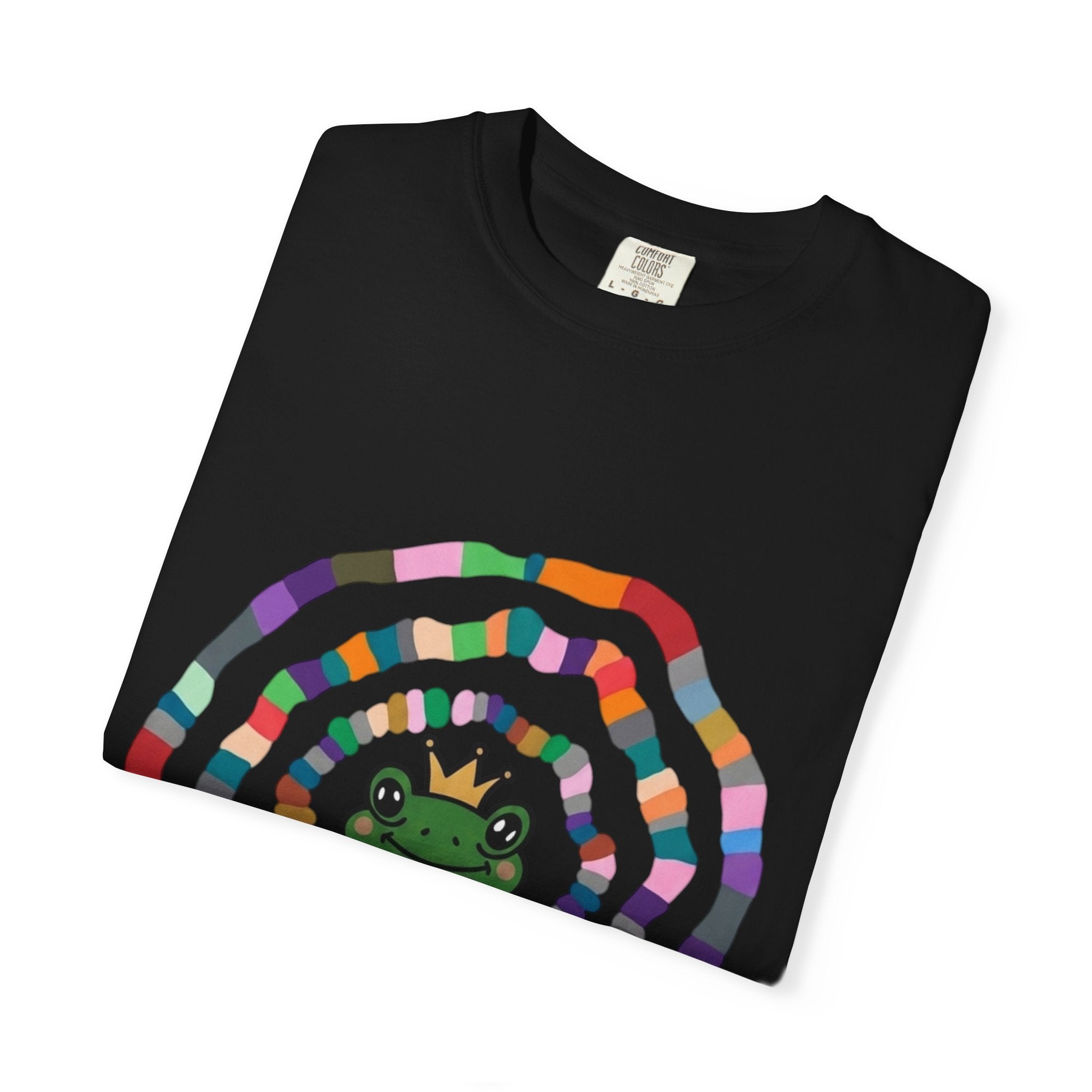 Crowned Frog Heart T-Shirt | Colorful Spiral Doodle