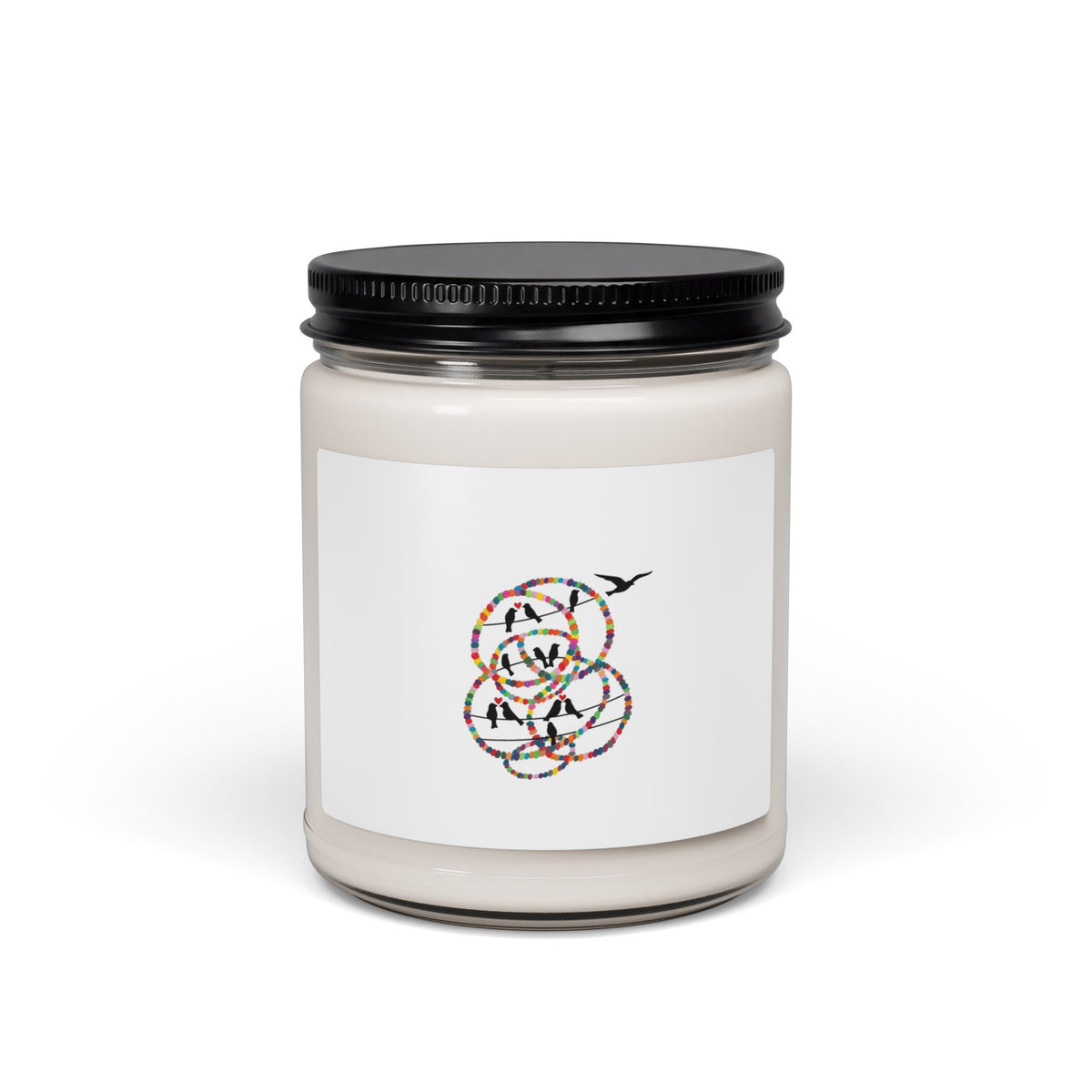 Soy Candle — Multicolor Concentric Rose Graphic, 9oz Scented Jar