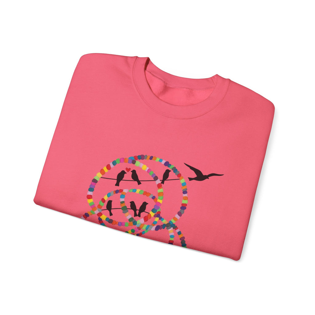 Colorful Hoop Birds sweatshirt | Minimal Circles Bird Silhouette Crewneck