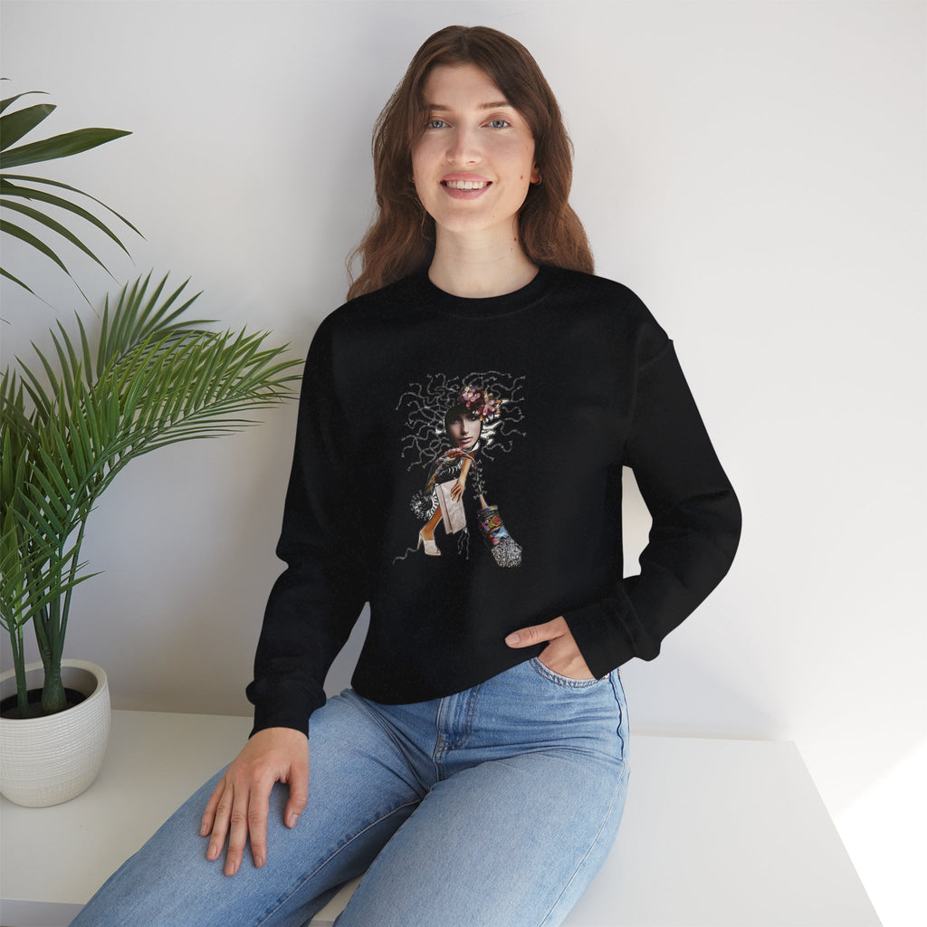 Medusa Goddess Crewneck Sweatshirt — Mythic Floral Medusa Design