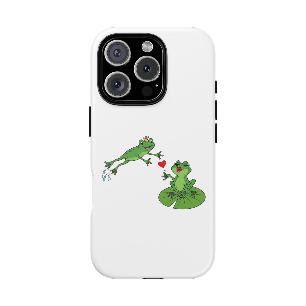 Kissing Frog Illustration Tough Phone Case | Cute Lily Pad Love Design
