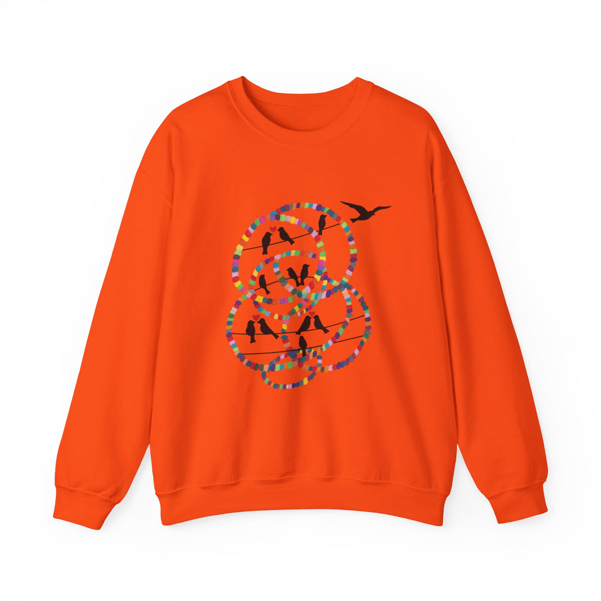 Colorful Hoop Birds sweatshirt | Minimal Circles Bird Silhouette Crewneck