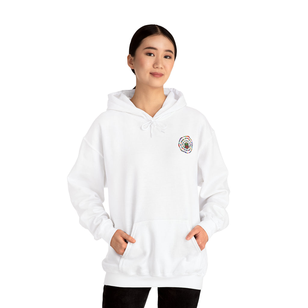 Floral Mandala Logo Hoodie | Small Chest Emblem Sweatshirt
