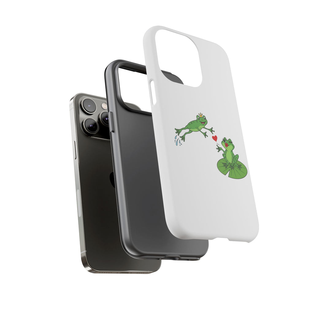 Kissing Frog Illustration Tough Phone Case | Cute Lily Pad Love Design