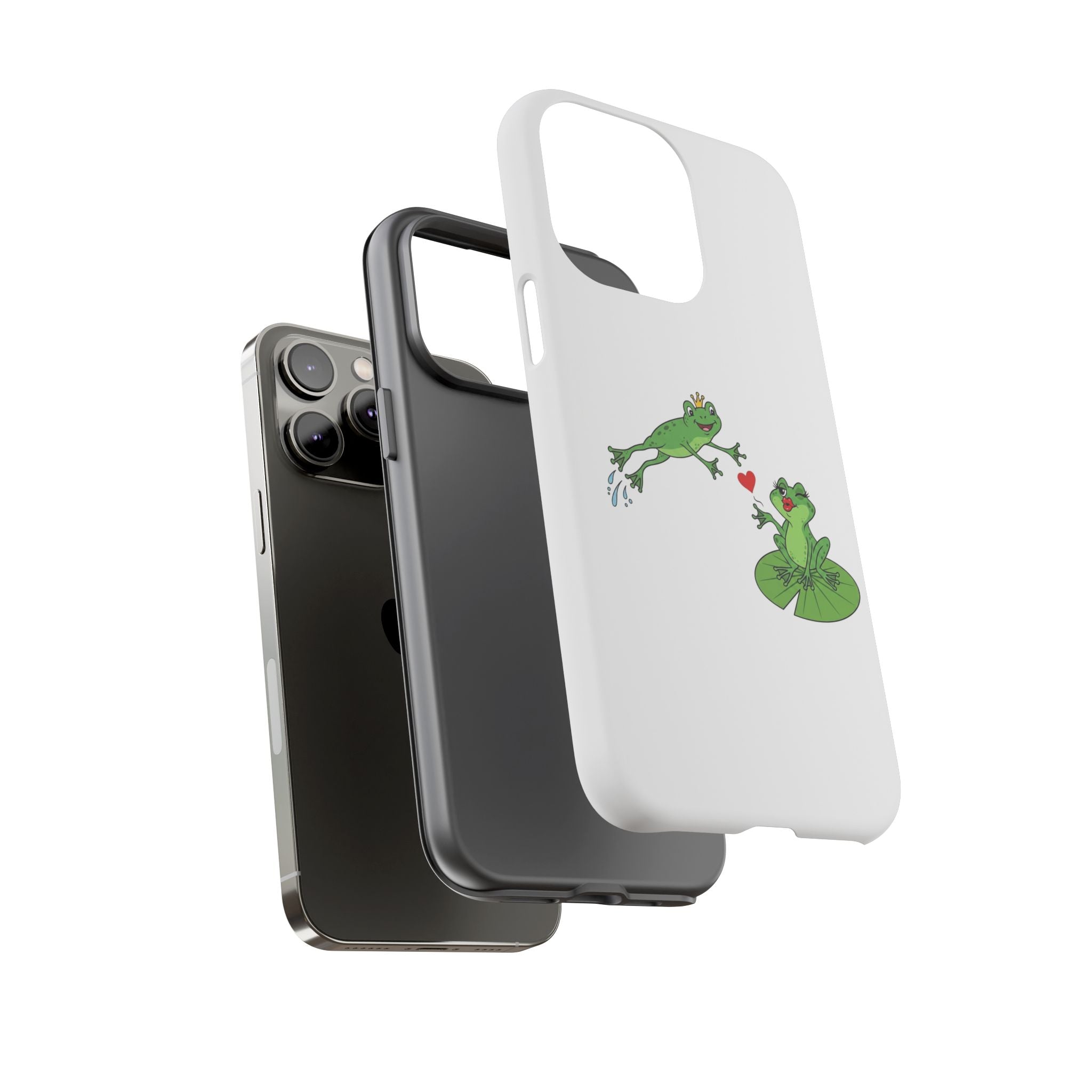Kissing Frog Illustration Tough Phone Case | Cute Lily Pad Love Design