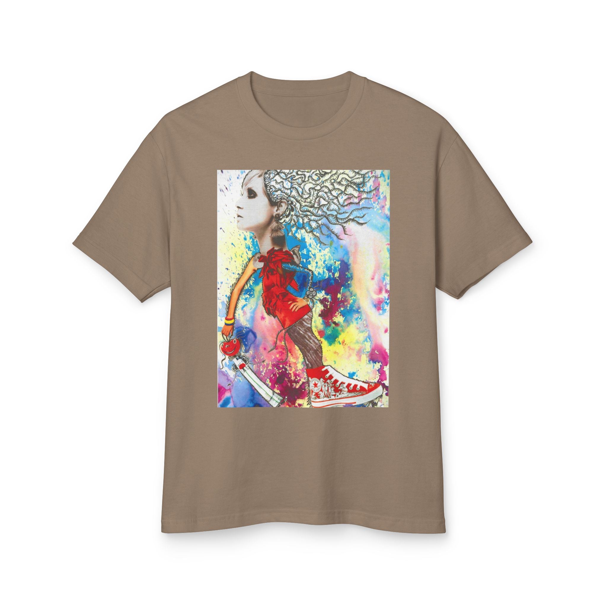 Colorful Abstract Woman Portrait T-Shirt | Artistic Watercolor Tee