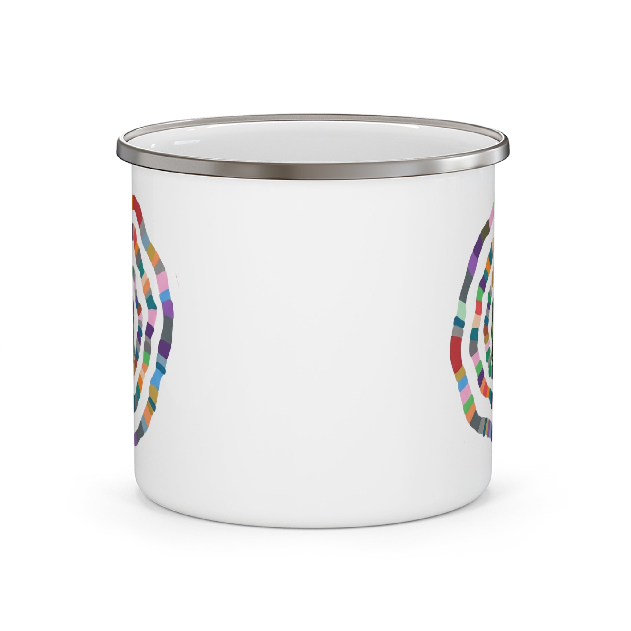Rainbow Spiral Frog with Crown Enamel Camping Mug | Cute Frog Heart Design
