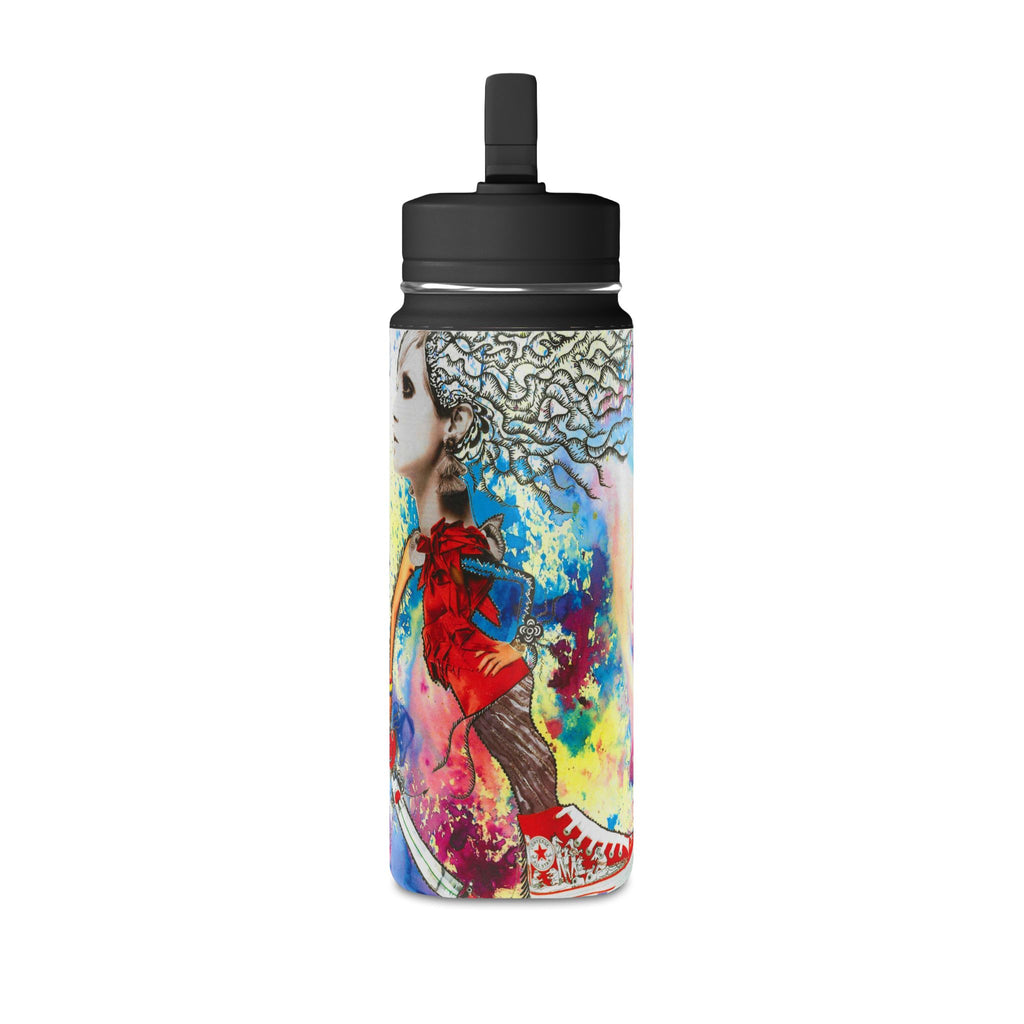 Colorful Watercolor Woman Illustration Water Bottle | 20oz Mini