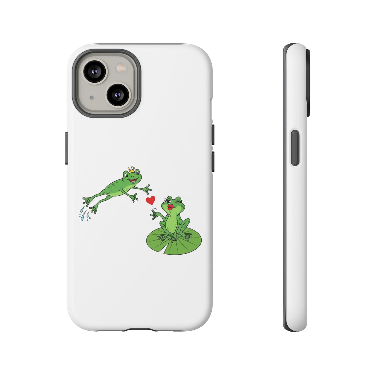 Kissing Frog Illustration Tough Phone Case | Cute Lily Pad Love Design