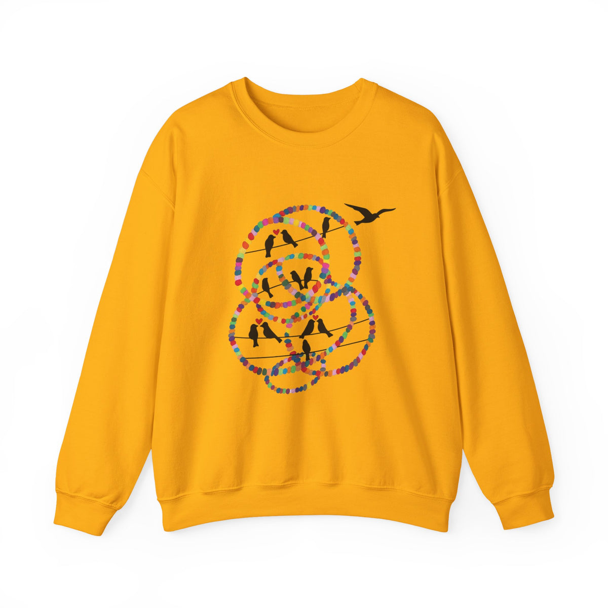 Colorful Hoop Birds sweatshirt | Minimal Circles Bird Silhouette Crewneck