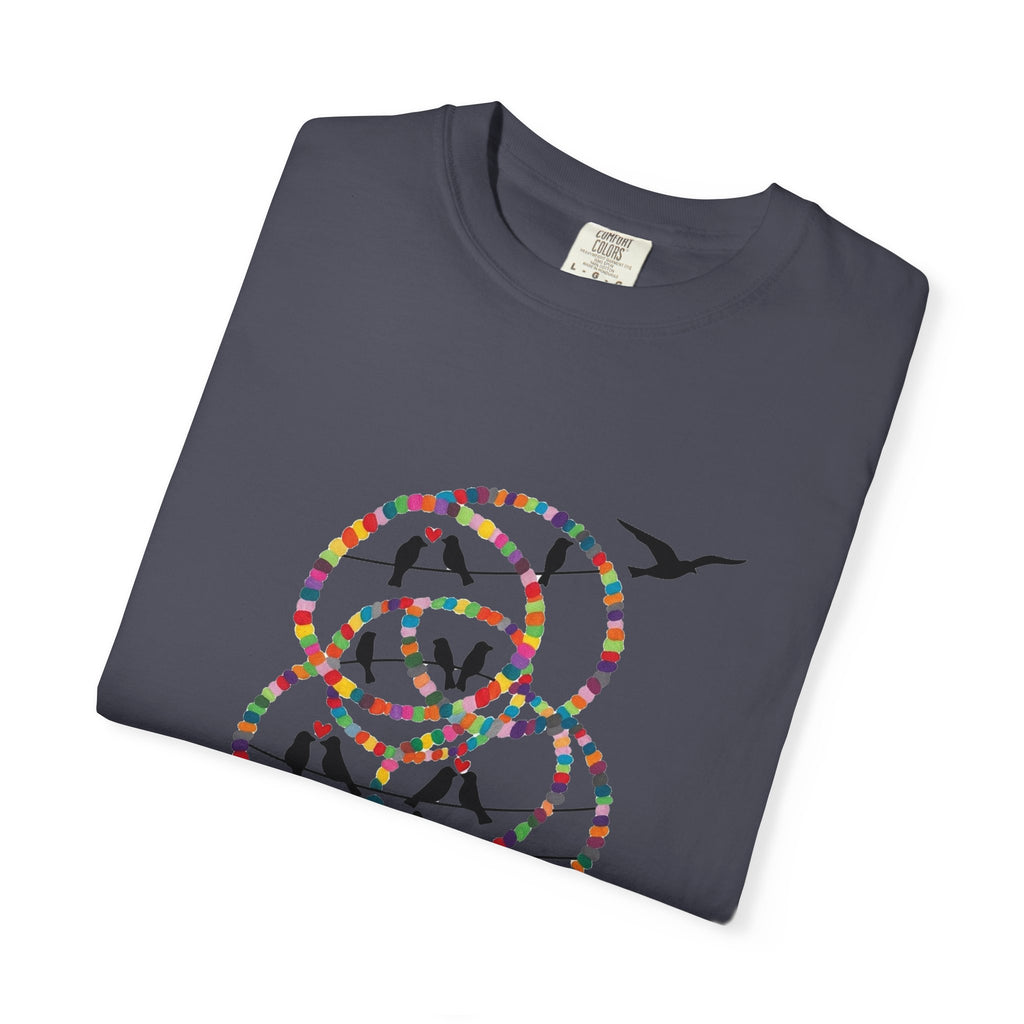 Bird Flight Graphic T-Shirt — Colorful Ring Silhouette Tee