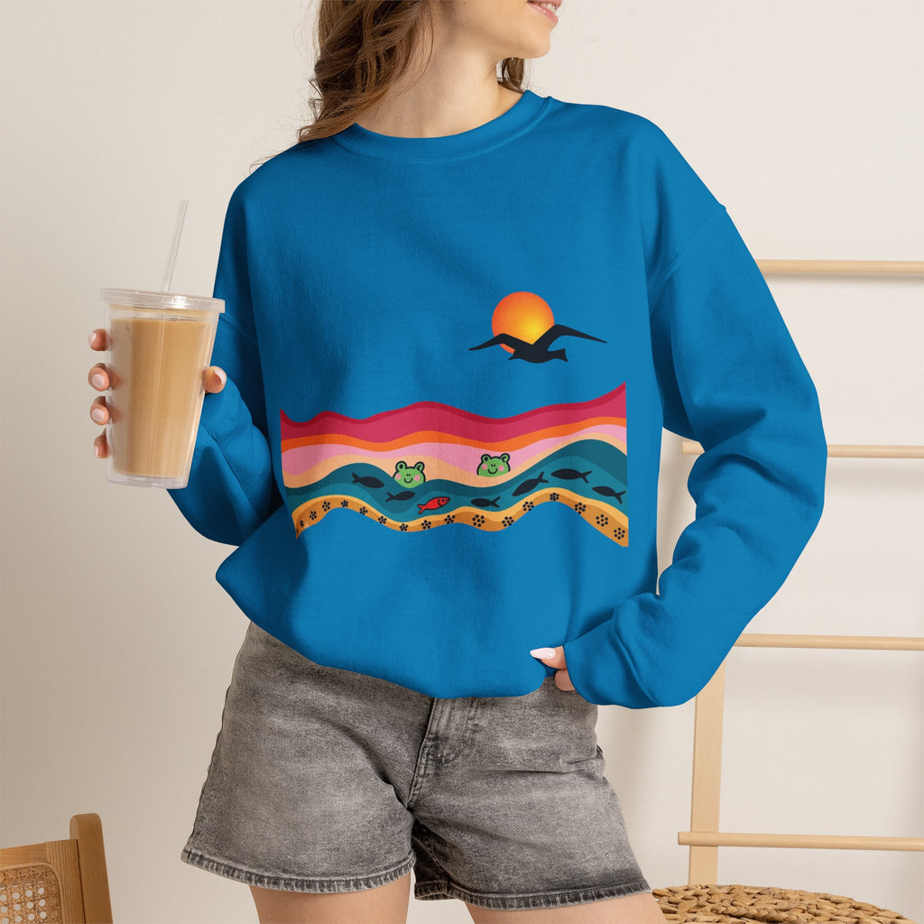 Desert Sunset Landscape Sweatshirt | Sunset Dunes with Road and Bird