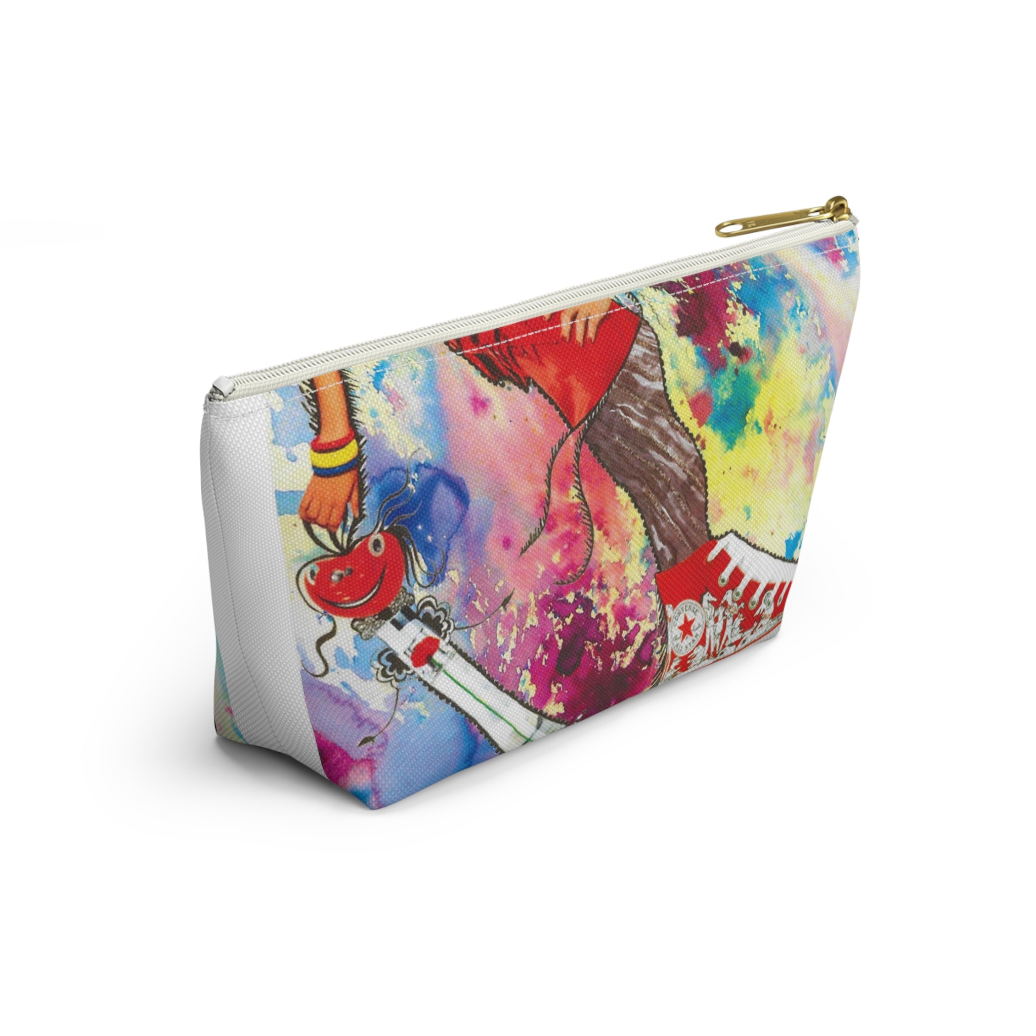 Colorful Girl Illustration Accessory Pouch | T-Bottom Cosmetic Bag