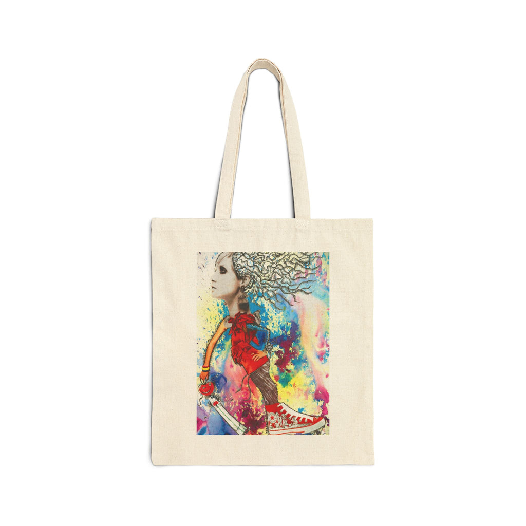 Colorful Abstract Woman Portrait Tote Bag | Watercolor, Mixed Media Art