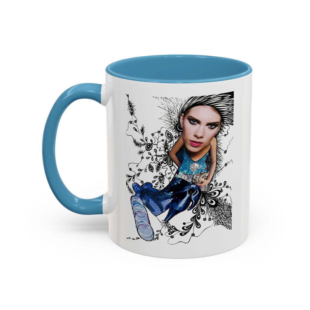 Fashion Illustration Girl Mug | Accent Coffee Mug, Black Handle