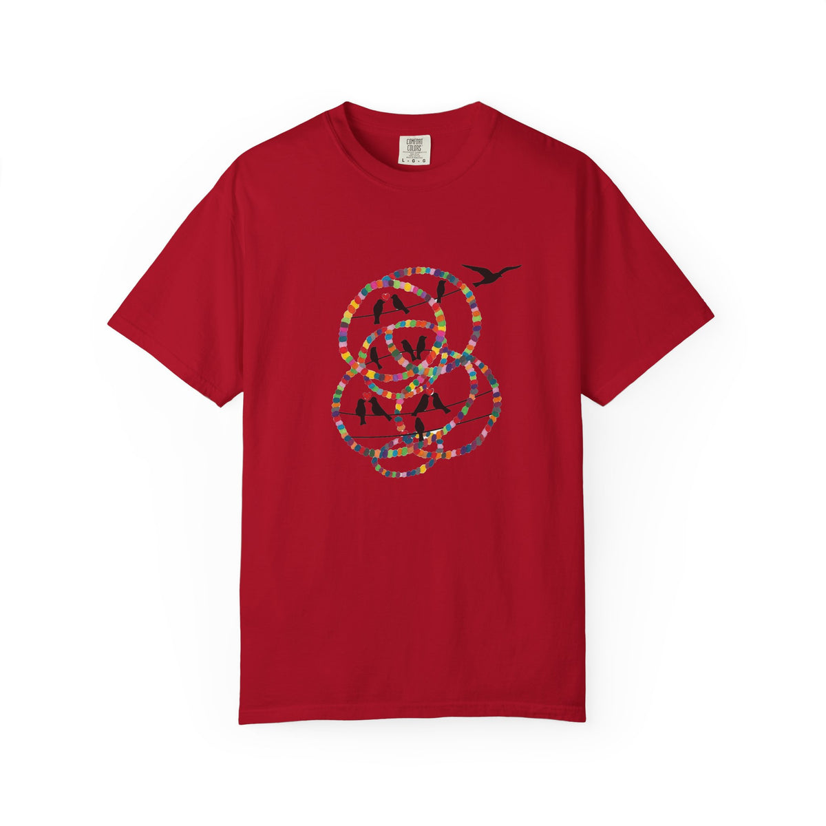 Bird Flight Graphic T-Shirt — Colorful Ring Silhouette Tee