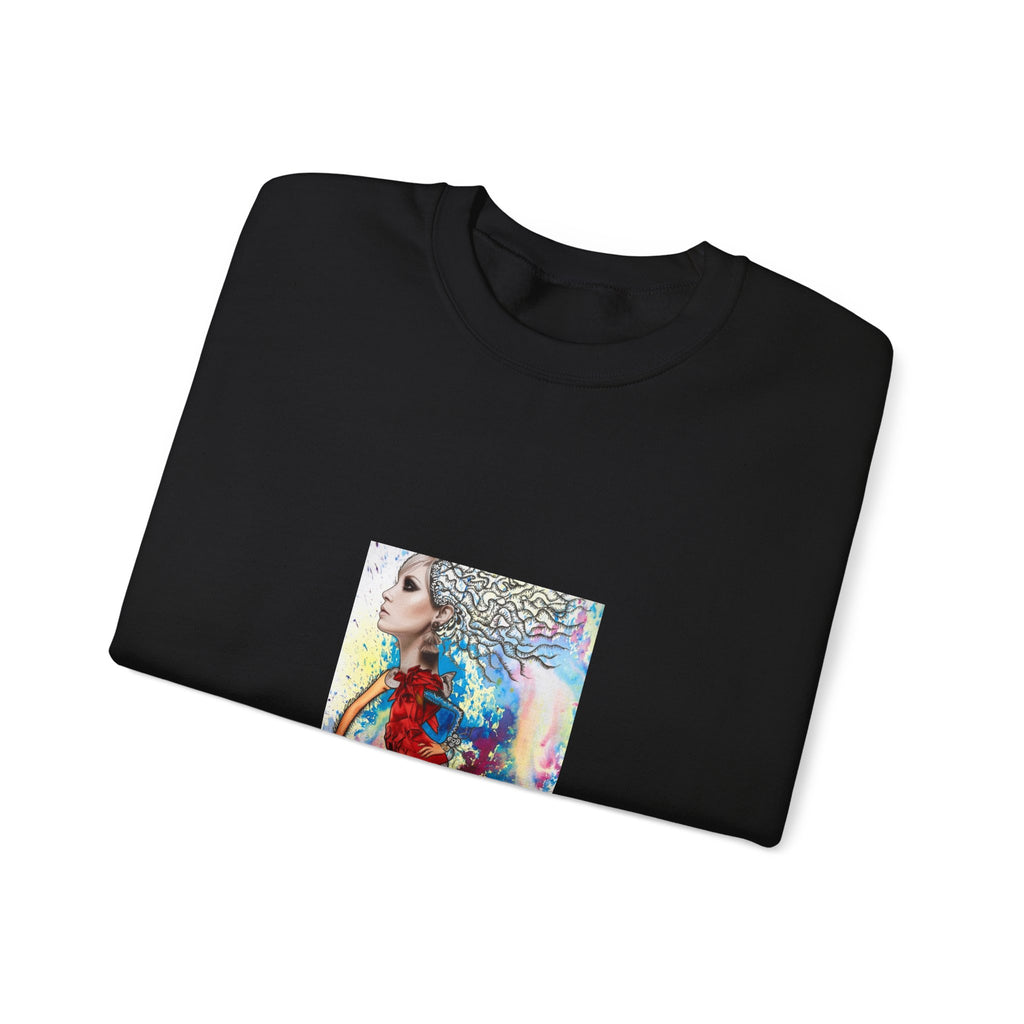 Crewneck Sweatshirt — Colorful Watercolor Portrait Art Print
