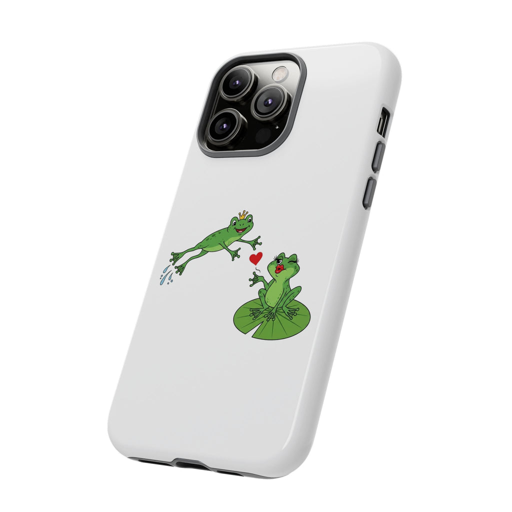 Kissing Frog Illustration Tough Phone Case | Cute Lily Pad Love Design