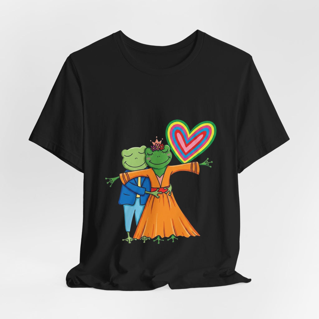 Frog Prince & Princess Couple Tee — Rainbow Heart Love T-Shirt