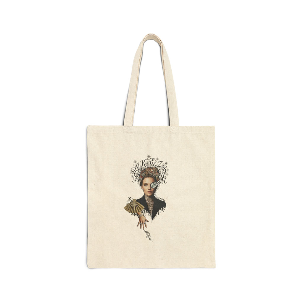 Artistic Queen Portrait Tote Bag — Regal Fashion Illustration Canvas Tote
